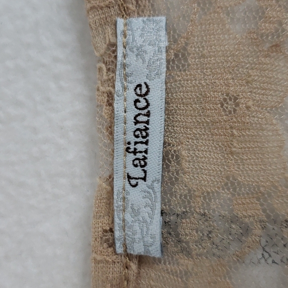 Lafiance Women's Tan Brown Lace Short Sleeve Top, M - Picture 4 of 8